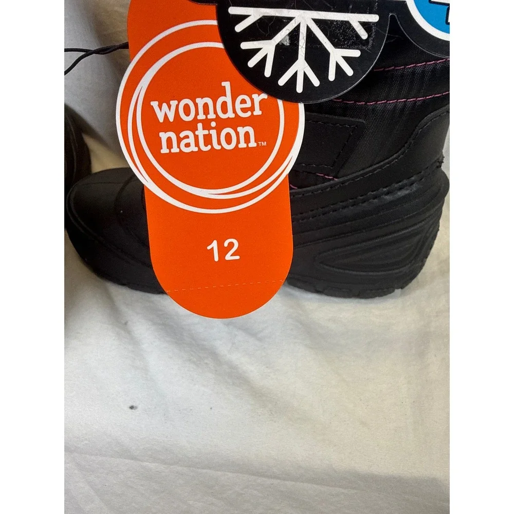 Wonder Nation Kids Black Pink Winter Snow Boots -5F Rated Size 12 NEW
